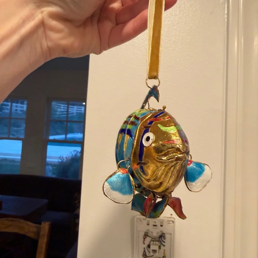 Colorful Articulated Cloisonné Fish Ornament